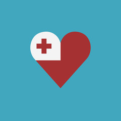 Tonga flag icon in a heart shape in flat design. Independence day or National day holiday concept.
