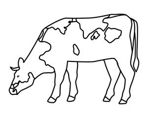 cow icon cartoon black and white