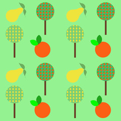 pattern con frutta e alberi da frutto