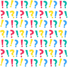 Question and exclamation marks seamless pattern