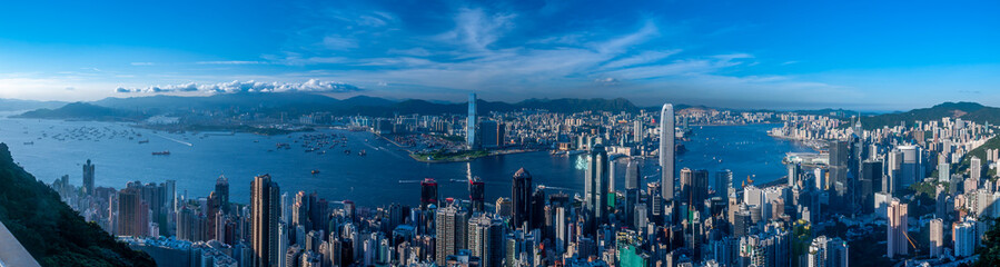 Hong Kong Victoria Harbour View, top view from peak