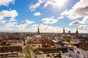 Naklejka premium Beautiful view of the Copenhagen from top on round tower