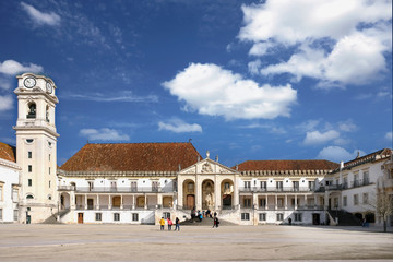 Fototapeta na wymiar University in Coimbra in Portugal in a historic building with a clock tower