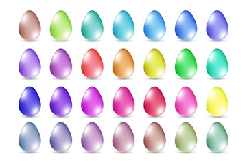 Realistic bright colorful egg set with shadow. Template for a card, banner, poster, invitation