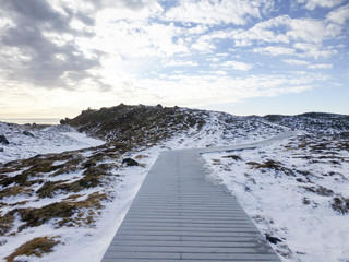 Djupalonssandur beach in Snaefellsnes peninsule West of Iceland in winter