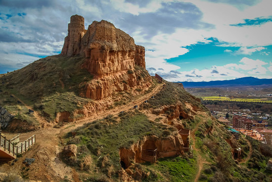 Remains of ruined castle of Arnedo in province of Burgos, Castilla y Leon, Spain