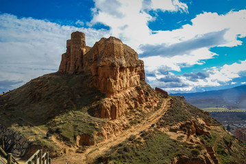 Remains of ruined castle of Arnedo in province of Burgos, Castilla y Leon, Spain