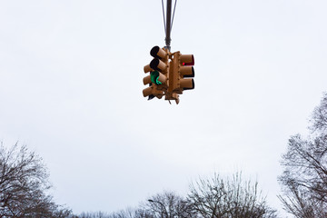  Traffic light at intersection and sky