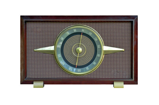 vintage 60's era radio on white background