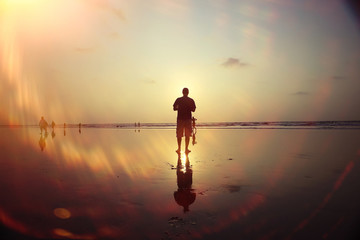 man on the beach in india, ocean, coast, vacation. rest on goa