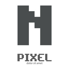 Logotipo letra N may&uacute;scula en pixels en color gris