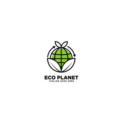Green Nature Eco Planet Logo Design, template vector illustration - Vector