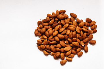 almonds isolated on white background closeup
