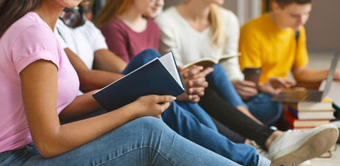 Group of international student studying in library