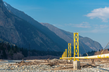 gas main pipe at the mouth of the Teberda river to the village of Dombay