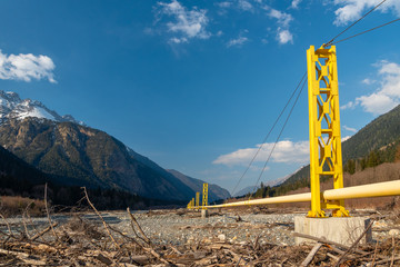 gas main pipe at the mouth of the Teberda river to the village of Dombay