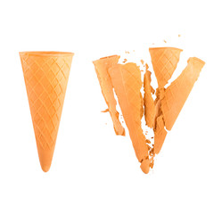 Empty and crushed ice cream cones