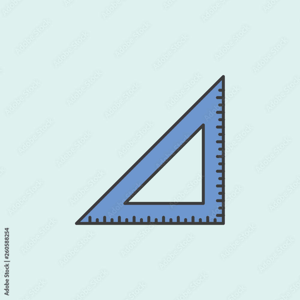 Poster triangular ruler mono color icon. simple glyph, flat vector of education icons for ui and ux, websit