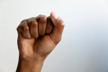 Isolated black african fist black power photographed as a political symbol