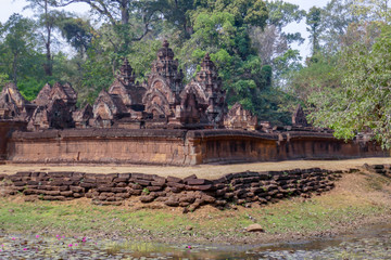 Fototapeta na wymiar Exterior of Banteay Srei, Siem Reap, Cambodia