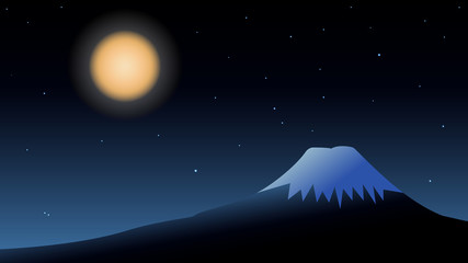 Mount Fuji with the moon