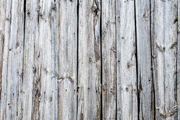ancient antique wooden barn boards as a background; natural wood texture gray background; old fir boards with pronounced atmospheric effects