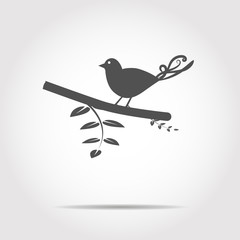 Bird on a tree branch icon  Vector Illustration