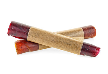Delicious healthy fruit roll-ups made from raspberry, pears and apples. Fruit pastila.
