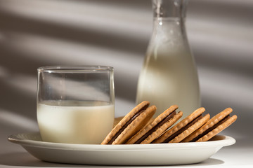 breakfast with milk and cookies