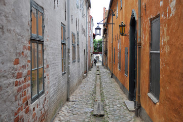 Fototapeta na wymiar Narrow street in Helsingor, Denmark