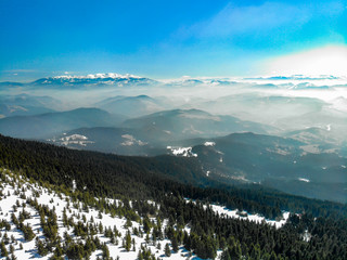 Mountains beaty panoramic on late winter from drone © marekzatko