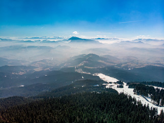 Mountains beaty panoramic on late winter from drone © marekzatko
