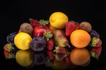 Fruit still life on a dark background