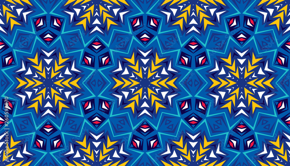 Poster abstract seamless mosaic with kaleidoscopes. psychedelic seamless patterns.