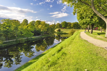 Pond in a park in Copenhagen, Denmark