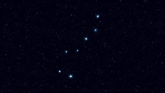 Ursa Major constellation, gradually zooming rotating image with stars and outlines, 4K educational video 