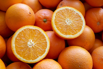 Many oranges from Valencia, Spain.