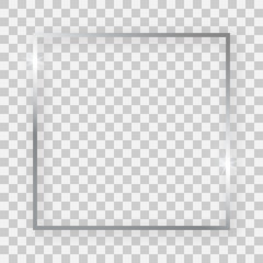 Silver shiny square frame with glowing effects