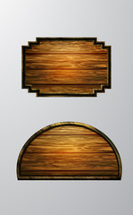 Naklejka premium Vector realistic illustration of wooden signboard