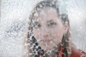 broken glass girl / concept psychological help, female consultation, stress, sadness, loneliness