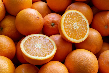 Many oranges from Valencia, Spain.