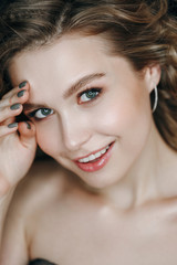 Naklejka premium Girl Glossy Skin Make-up Face Portrait Photography