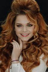 Fototapeta premium Ginger Hair Make-up Model Backstage Portrait