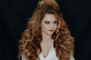 Young Ginger Hair Make-up Fashion Model Portrait