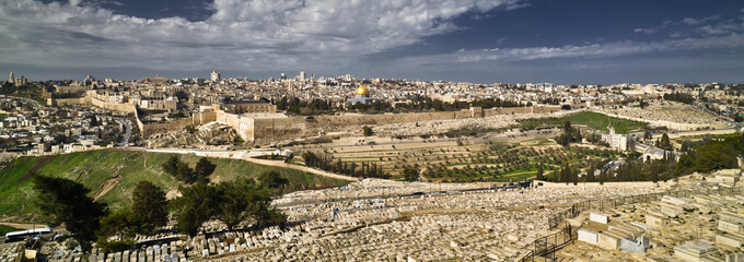 View to Jerusalem old cityfrom the Mount of Olives. Israel