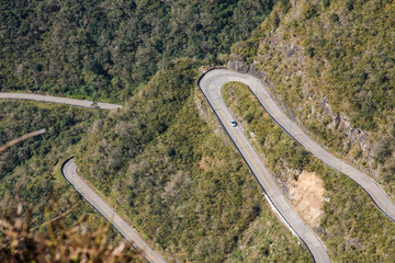 Road in curves in the Serra do Rio do Rastro, located in the region of mountains, Bom Jardim da...