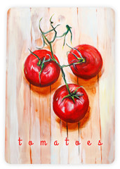 Pomidory na desce malowane farbami
