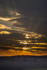Beautiful Sunset landscape in Bistrita,ROMANIA ,2019