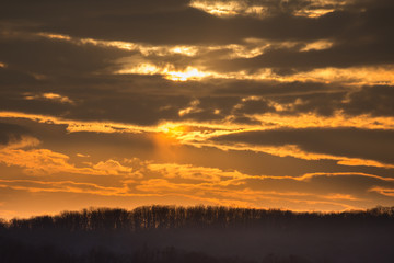 Beautiful Sunset landscape in Bistrita,ROMANIA ,2019