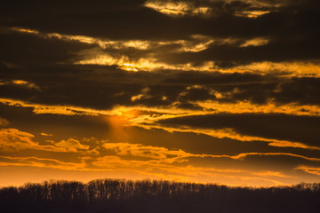 Beautiful Sunset landscape in Bistrita,ROMANIA ,2019